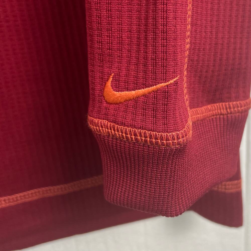 Nike Golf Polo long sleeve mens Large maroon Texture Knit Embroidered Swoosh Y2K - Picture 4 of 8